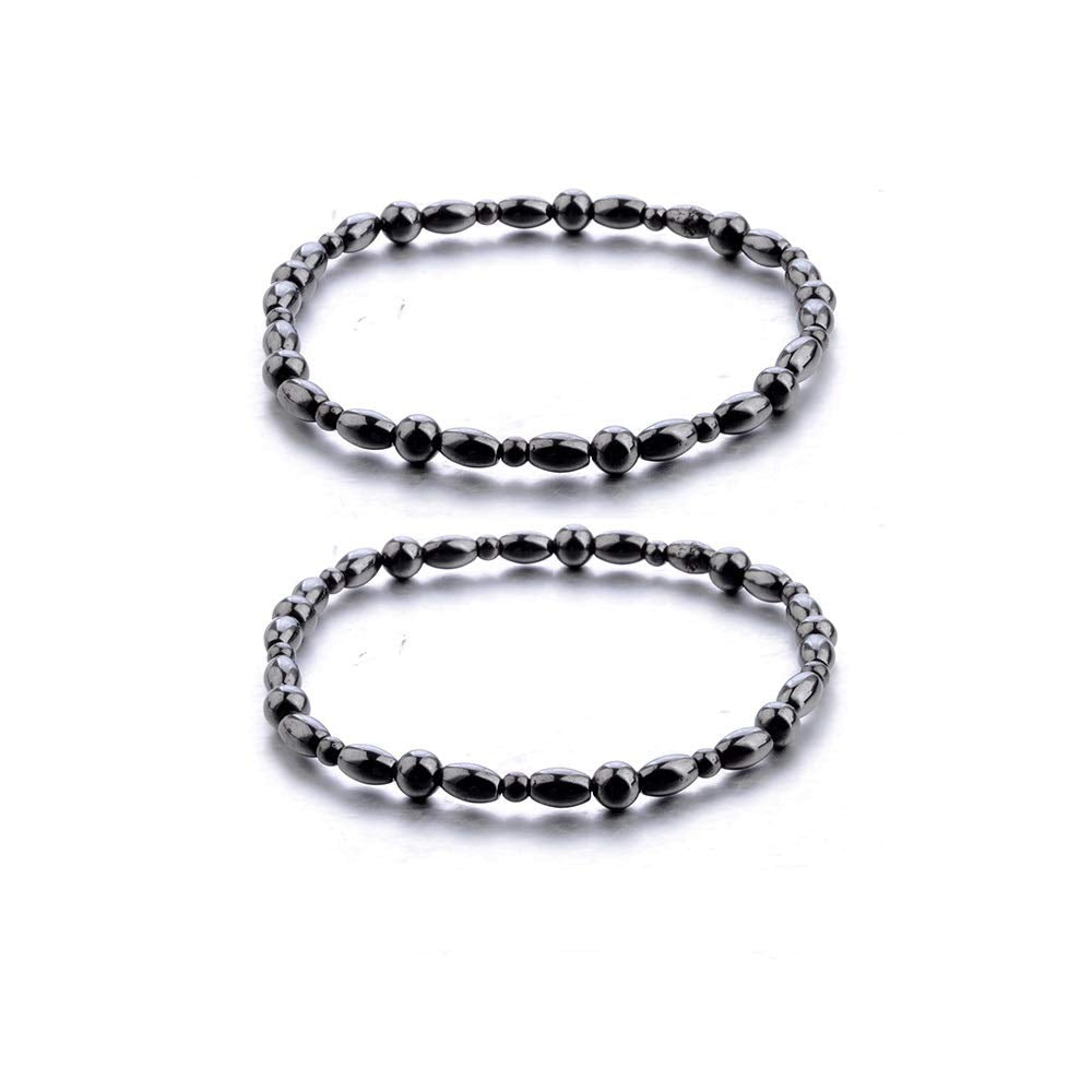 Yocoyee 2pcs Anklet Hematite Relieve Joint Pain Healing Therapy Healthy Foot Anklet for Women Men-Style 1