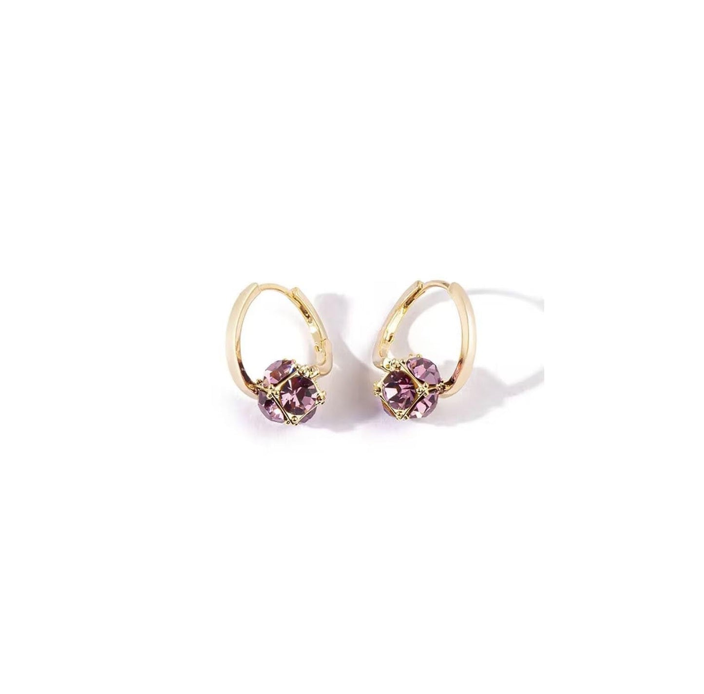 Lymphvity Germanium Acupuncture Therapy Earrings - Lymphatic Drainage Hoop Earrings with Cubic Zirconia - Purple