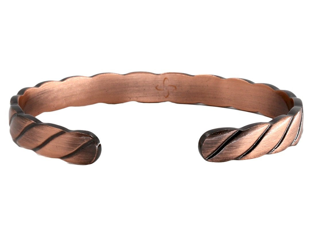 Reevaria - Pure Copper Twisted Magnetic Cuff Bracelet for Men Women, with 8 Magnets 3500 Gauss