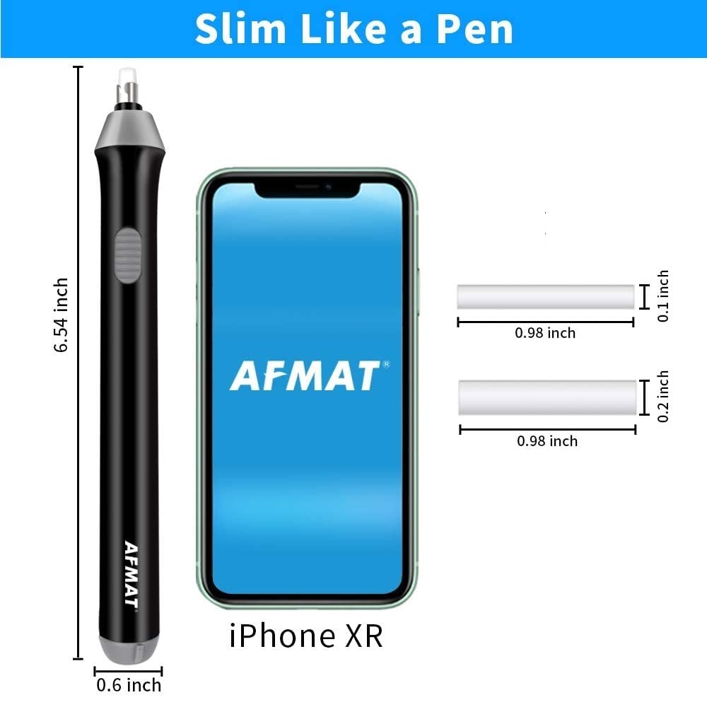 AFMAT Battery Operated Pencil Eraser for Sketching Pencils/Drafting/Drawing/Graphite Pencils, Couture Creations Creative Detailer Tool, AFMAT Electric Eraser Kit for Artists, 140 Refills EEB01