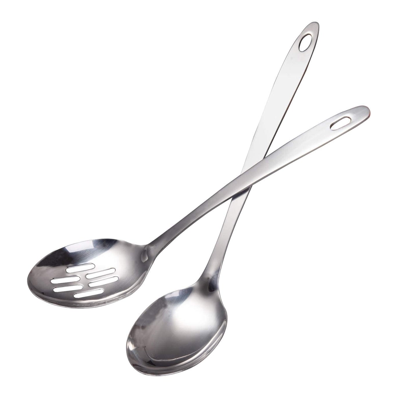 IMEEA Stainless Steel Serving Spoon Set 13-Inch Cooking & Serving Spoons Solid & Slotted Kitchen Spoon Set Metal Serving Utensils