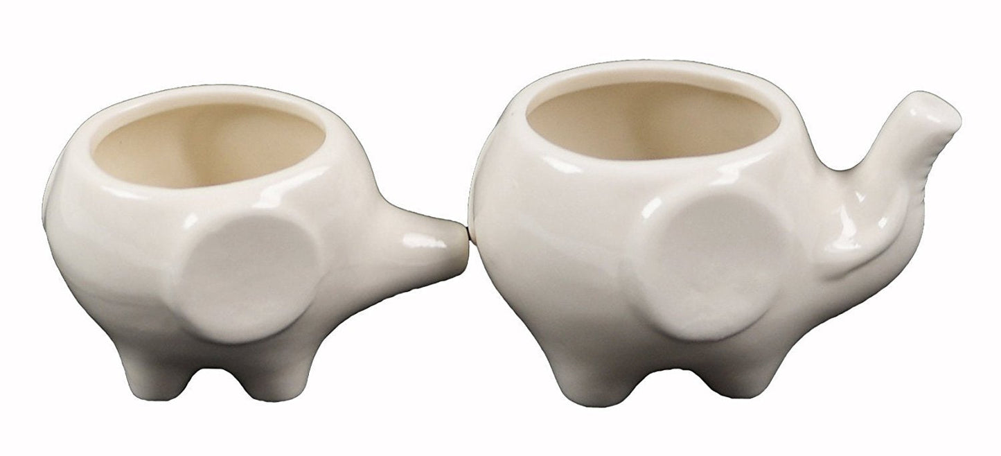 Ceramic Planters for House Plants-Plant Pots Set for Indoor & Outdoor Use (Mama & Baby Elephant Set) by Arad