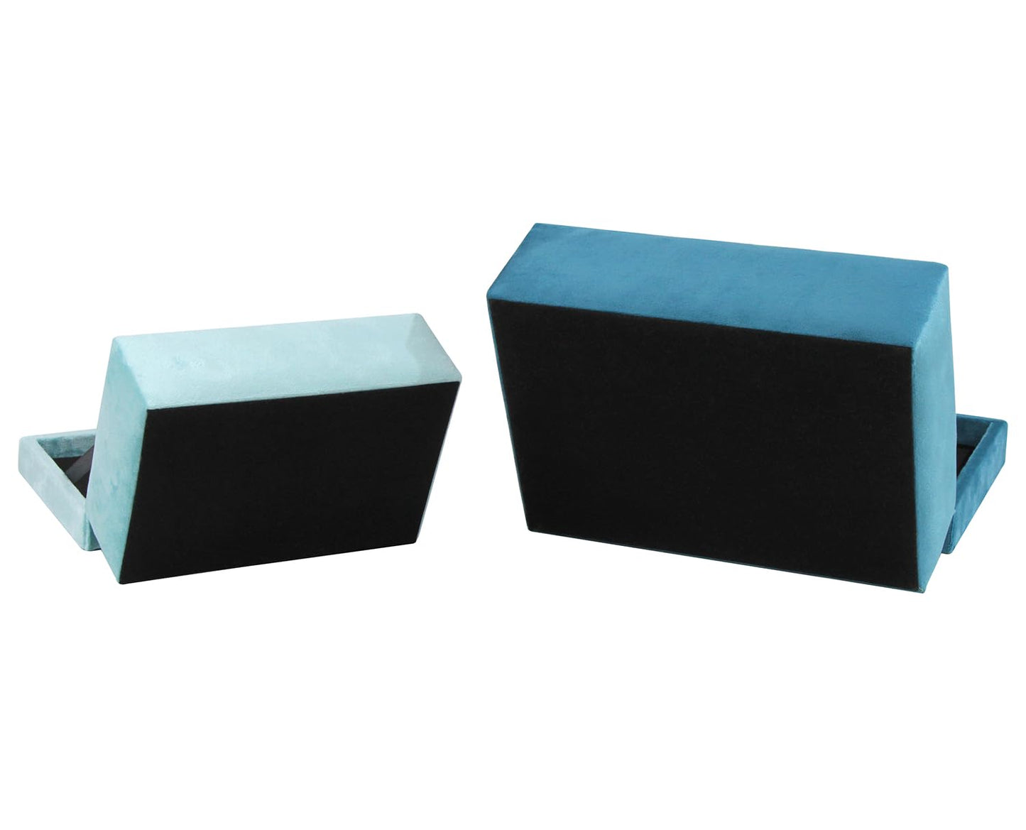 HofferRuffer Velvet Jewelry Boxes Decorative Boxes, Storage Accessory Organizer Boxes with Elegant Handle Decor, Classic Velvet Set of 2 Pieces (Blue)