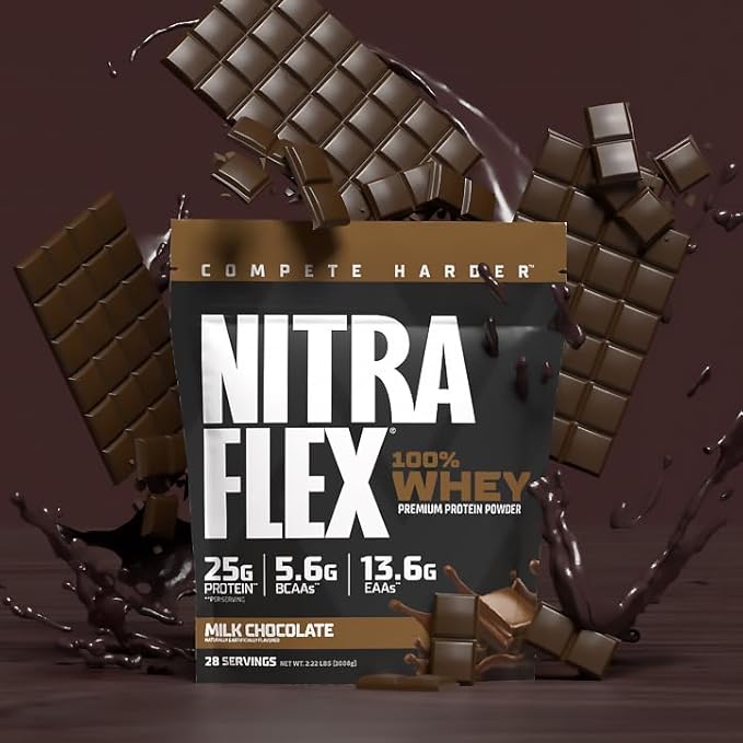 GAT SPORT Nitraflex Peanut Butter Whey Protein Powder, Loaded with BCAAs, EAAs, Recovery Shake for Men & Women, 2lbs