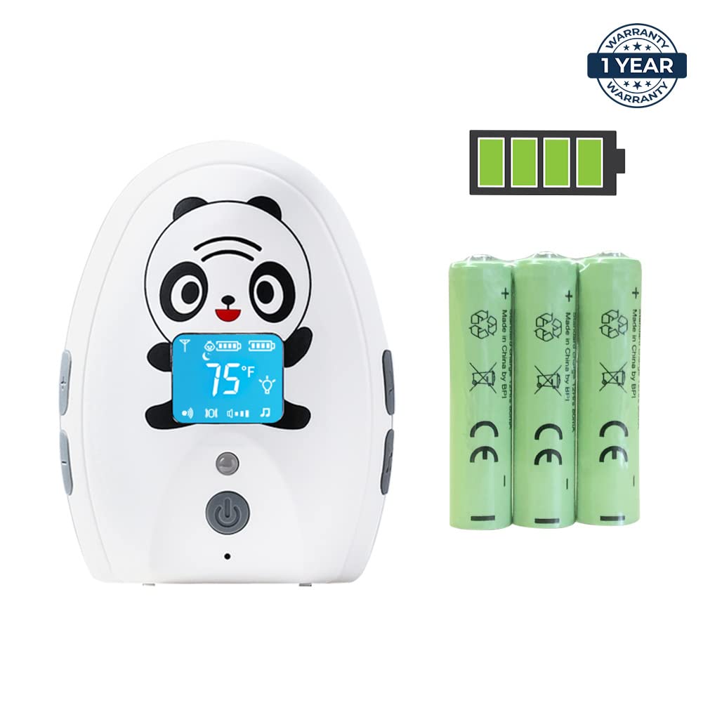 Audio Baby Monitor TimeFlys Mustang Panda, Both Unit Portable, Talk Back Intercom, Long Range up to 1000 ft, Temperature Monitoring and Warning, Lullabies, Vibration, LCD Display, Night Light