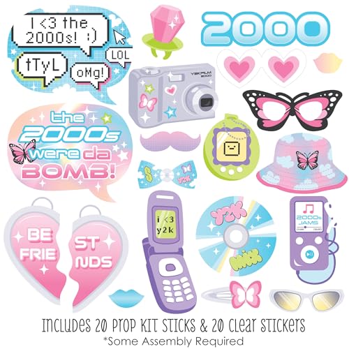 Big Dot of Happiness 00s Y2K - 2000s Party Photo Booth Props Kit - 20 Count - color: 00s Y2k