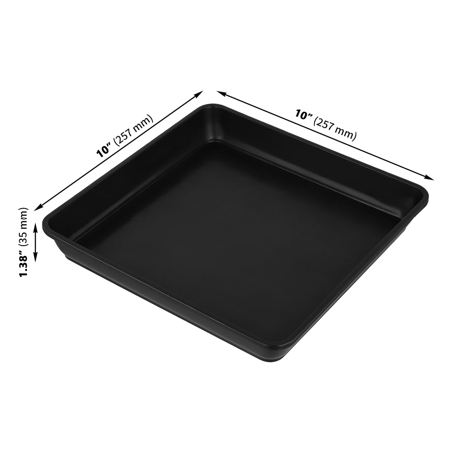 GINLANK 15 Pcs 10 Inch Square Plant Saucer, Square Pot Water Catcher Tray with no Drain Holes, Plastic Drip Trays for Indoors, Outdoors, Patio, Black