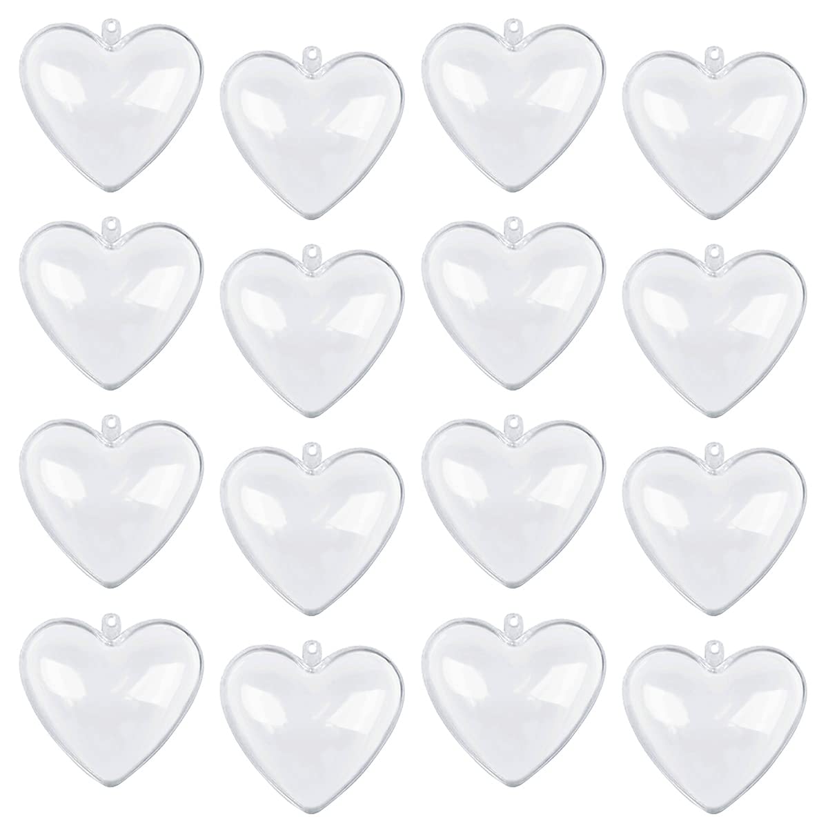 Jangostor 20 Packs Clear Heart Ornaments Balls Valentine‘s Day Ornaments Ball to Fill, DIY Plastic Fillable Valentine Decorations Tree Balls Baubles Craft Transparent Ball (6.5CM)
