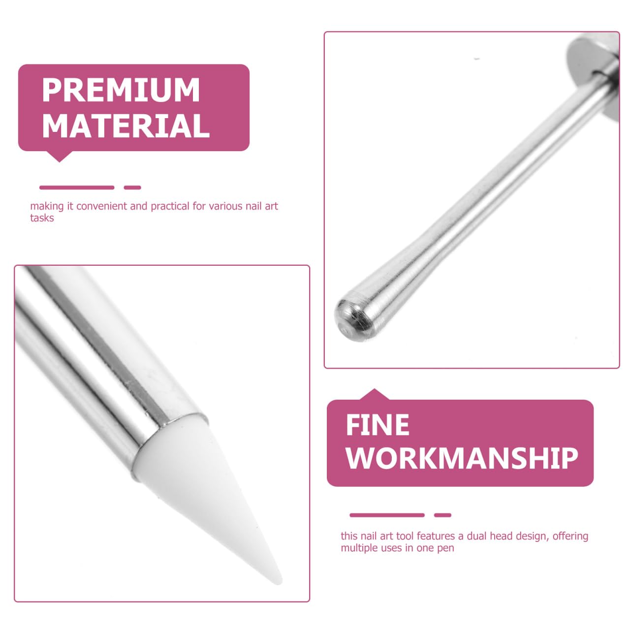PLAFOPE Nail Art Pen Double Headed Gel Polish Brush 6.49In Nail Design Tool for Sculpting Dotting Drawing and Embossing Precision Manicure Accessory