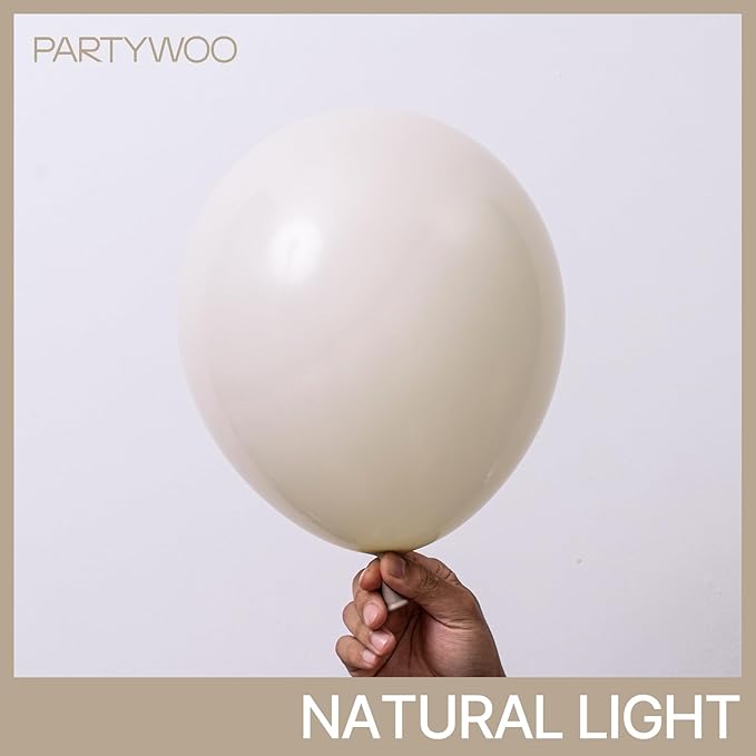 PartyWoo White Sand Balloons, 85 pcs Boho White Balloons Different Sizes Pack of 18 Inch 12 Inch 10 Inch 5 Inch Sand White Balloons for Balloon Garland Balloon Arch as Party Decorations, White-F12