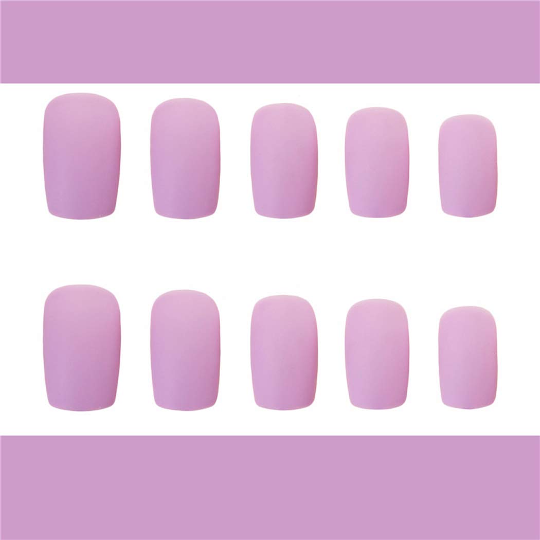 Jovono Matte Press on Nails Purple Long Fake Nails Square Artificial Full cover False Nails for Women and Girls(24Pcs)
