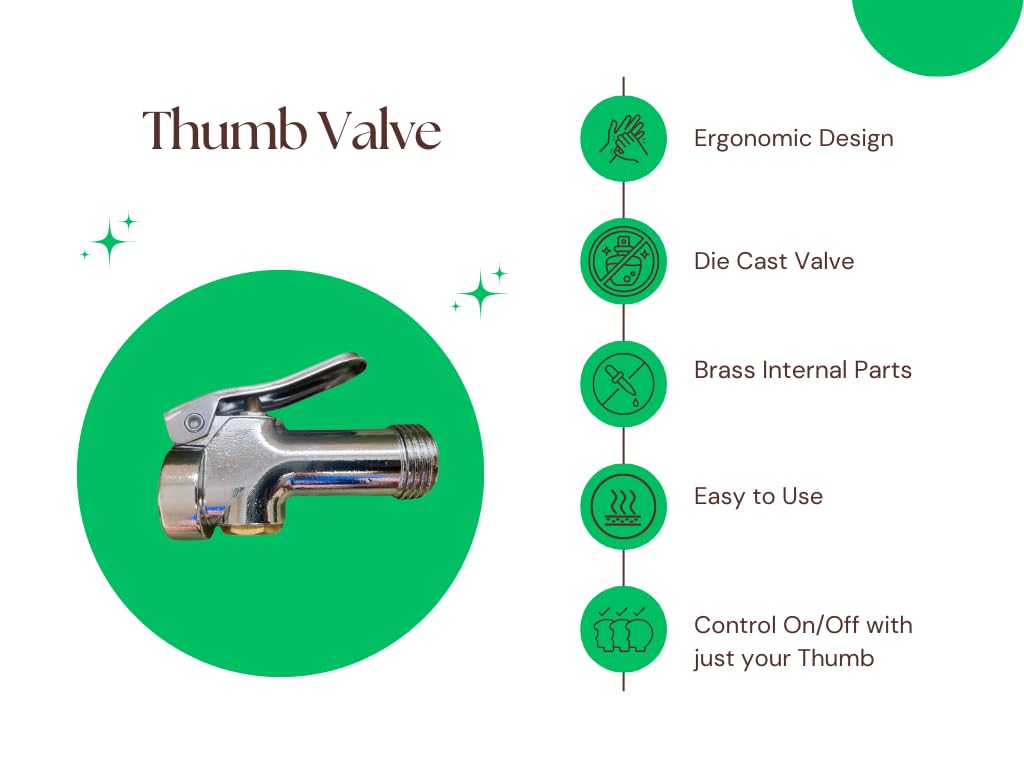 Fogg-It Thumb Valve for Garden Hose – Easy On/Off Water Control, Leak-Free Push Valve for Precision Watering & Irrigation