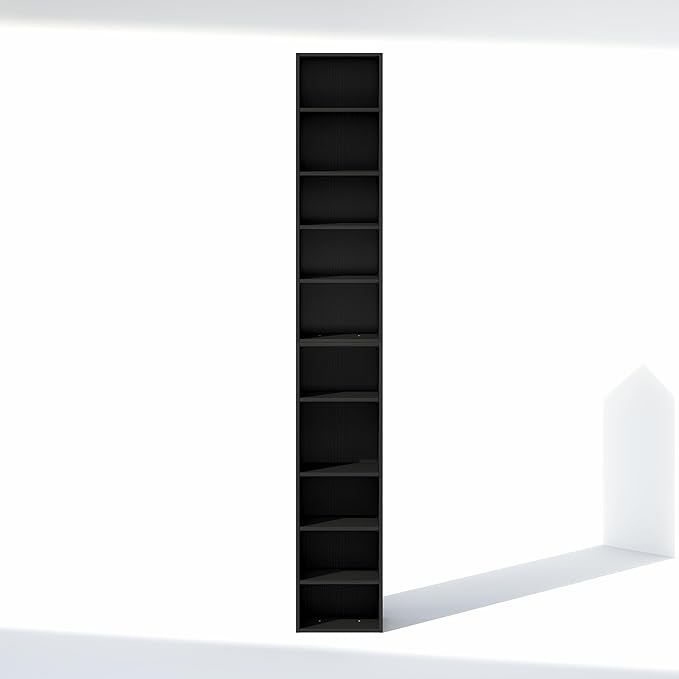 Furinno PASIR 10-Tier Closet Organizers and Storage, Open Shelf, Storage Organizer, 12-Inch Width, for Closet, Bedroom, Blackwood