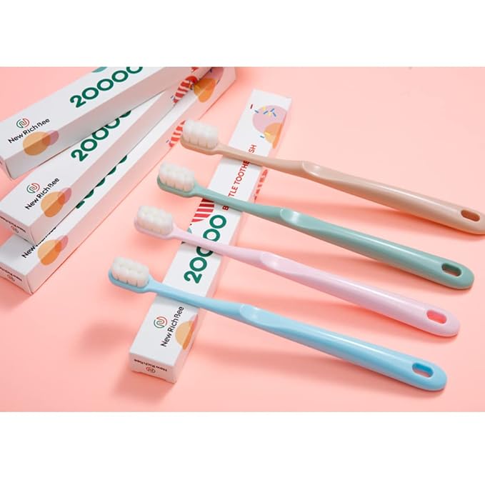 [Upgrade Version 4 Pack Micro Nano Extra Soft Toothbrush for Adult,20000 Soft Bristle Toothbrush for Sensitive Teeth or Gum Clean Effectively，Especially for Pregnant or Elderly.