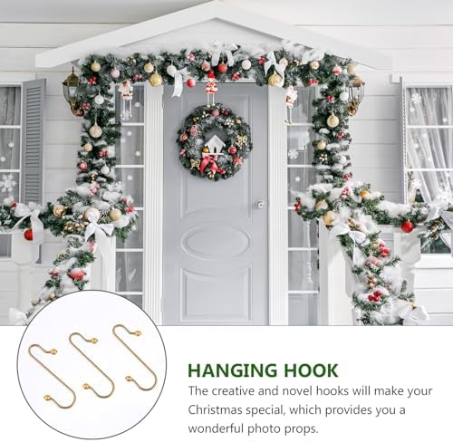 ibasenice 40Pcs 40Pcs Metallic S-Shaped Xmas Hanging Hooks with Beads Multi-Functional Ornament Hangers for Christmas Tree Decorations Party and Home Use
