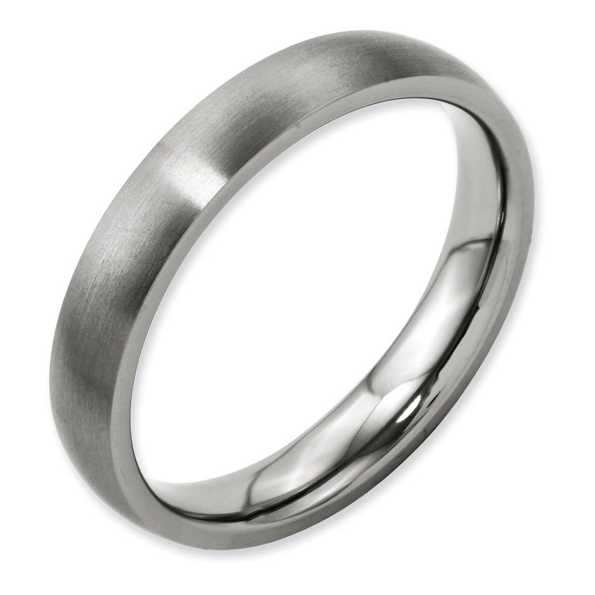 JewelryWeb Titanium Half Round 4mm Brushed Band Ring Size 13 Ring for Women and Men