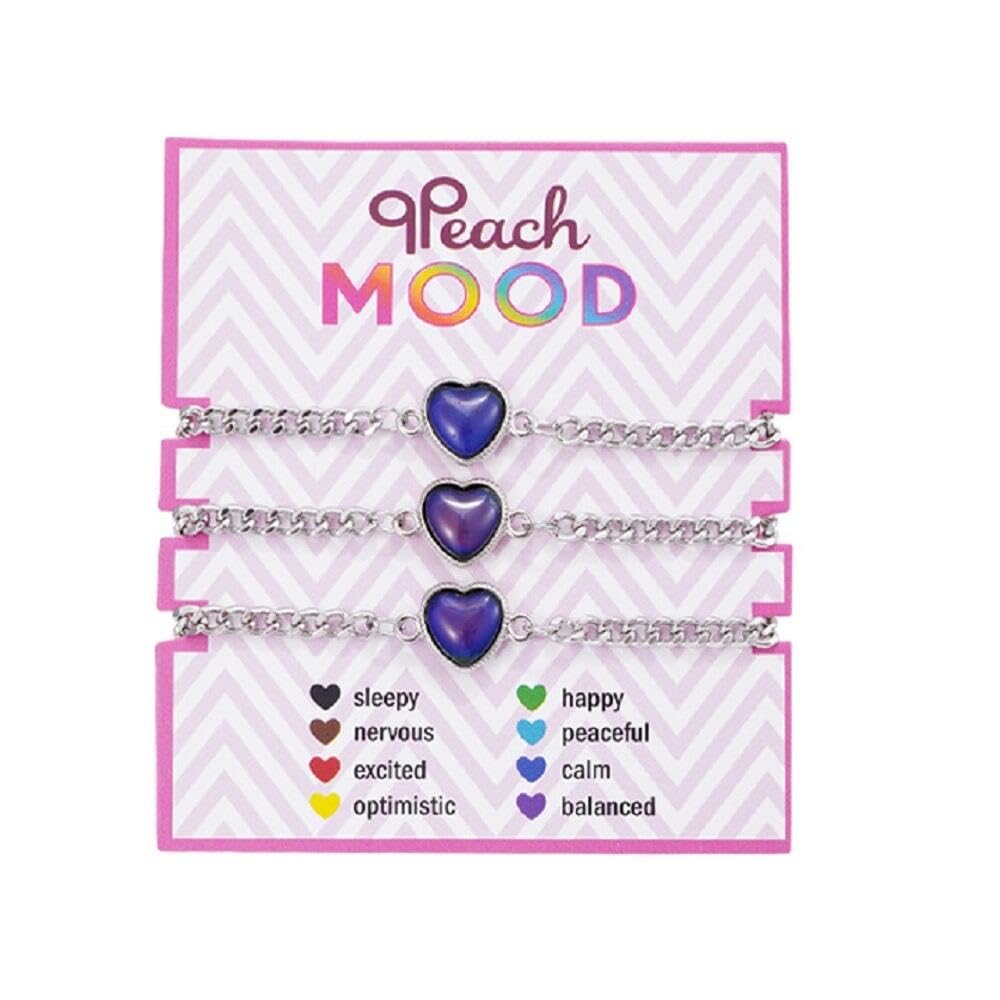 Dinosaur Frog Turtle Dragon Color Changing Mood Bracelet Set for Women Emotion Feeling Temperature Sensing Wrap Bracelet with Card Friendship Jewelry-3 Heart