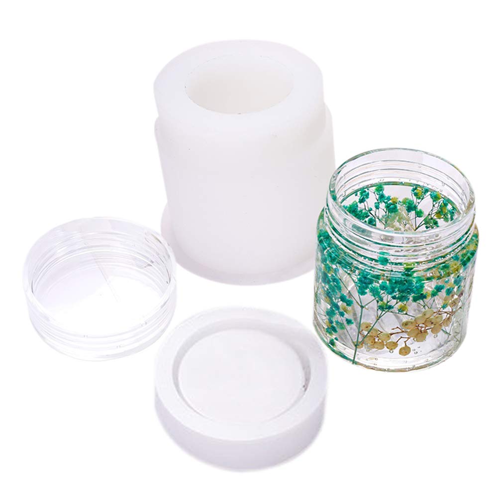 4 Style DIY Jewelry Resin Casting Molds Bottle Storage Jar With Lid Crystal Epoxy Mold Kit Handmade Craft Aromatherapy Candle Making Tool Clear Silicone Plaster Clay Mould (Cylinder Bottle)