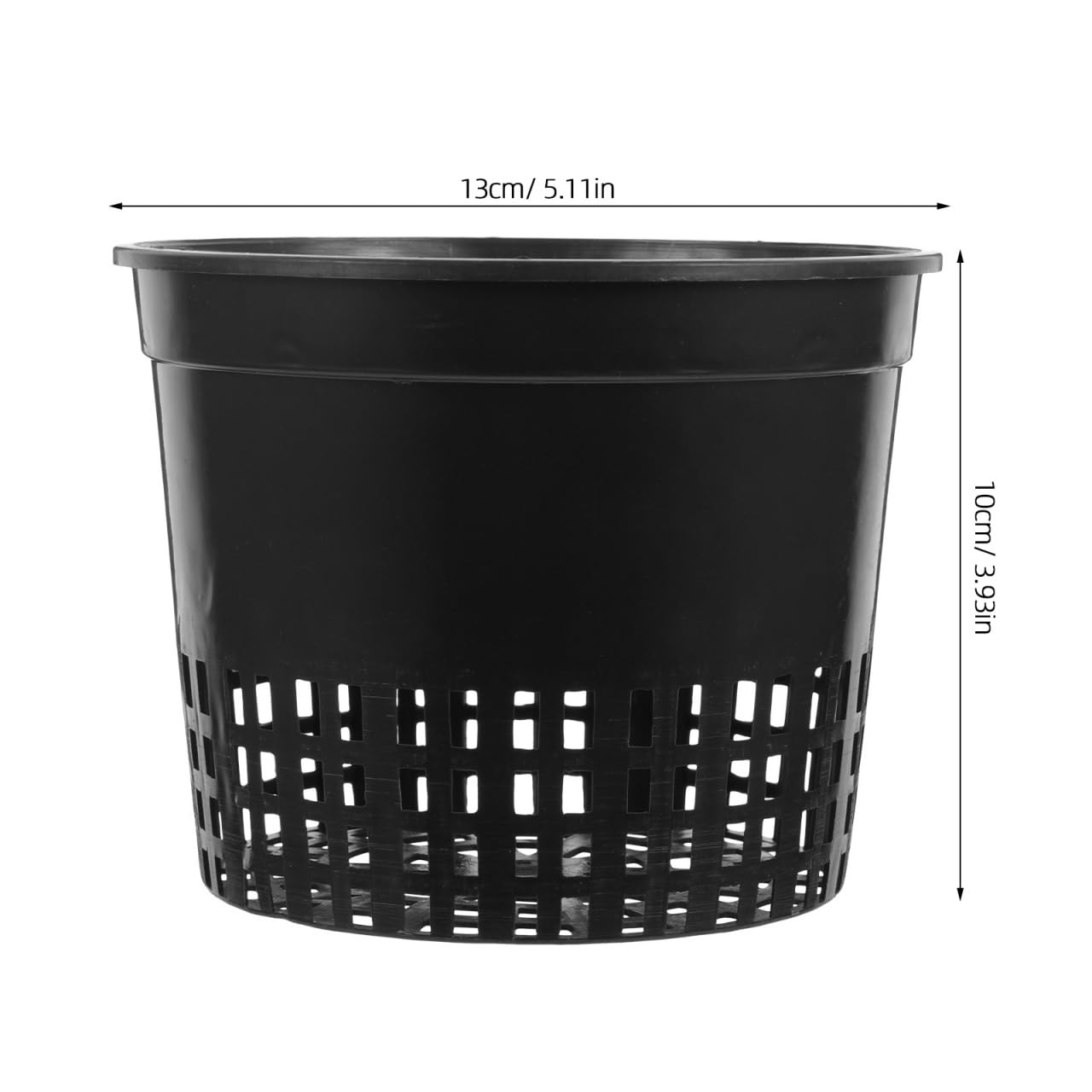 DOITOOL 5 Inch Hydroponic Mesh Basket, 10pack Hydroponic Net Pots, Slotted Mesh Net Cups, Self Watering Baskets Pots for Aquaponics Orchids Indoor Outdoor Growing Plants (Black)