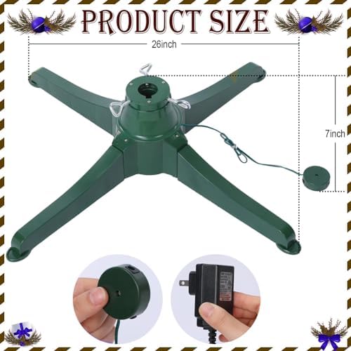 360 Degree Rotating Christmas Tree Stand Up to 7.5ft/80lbs Artificial Tree Base Stand for Malls, Homes