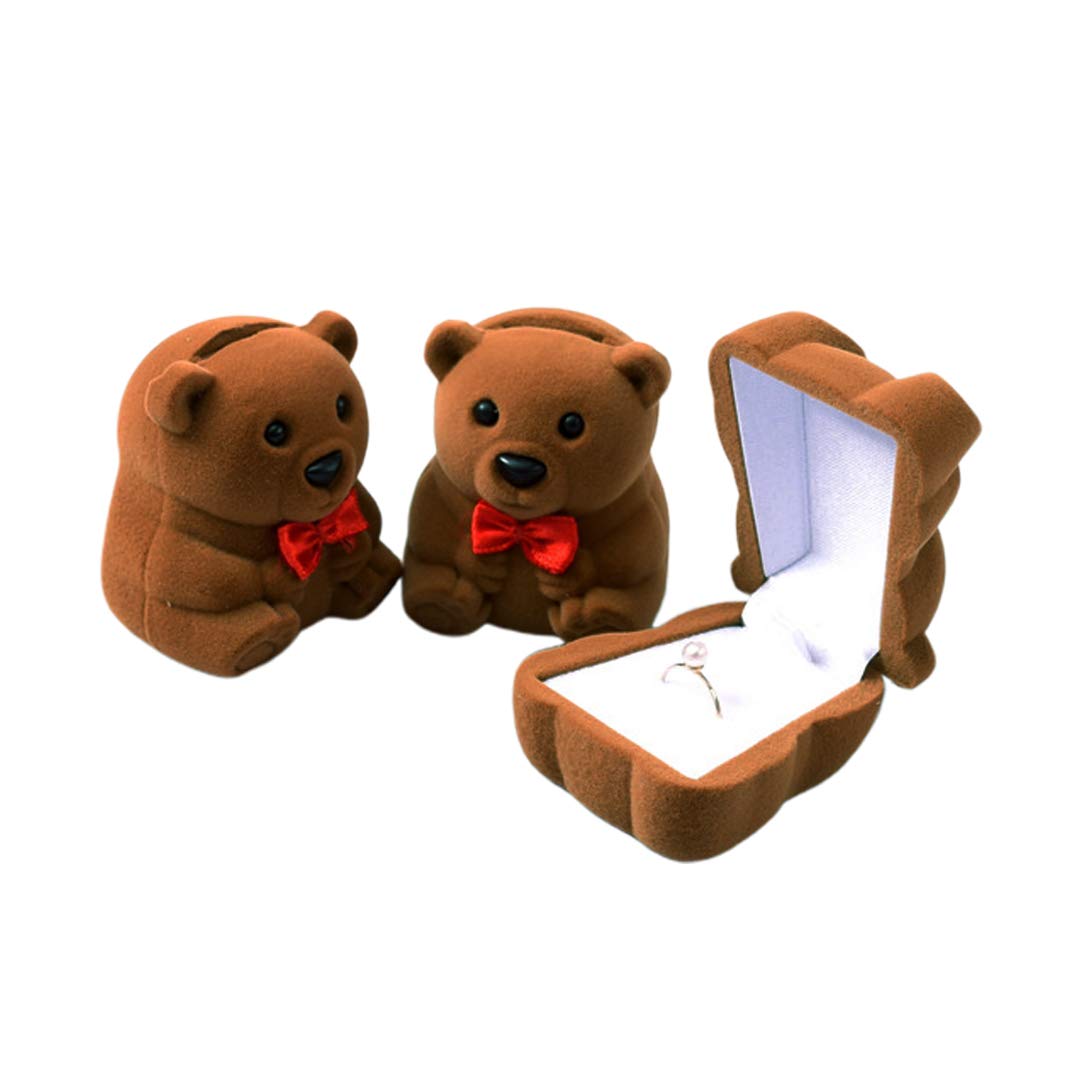 Naimo 2pcs Velvet Mini Bear Display Box Ring Pendant Earring Boxes Storage Case Gift Box for Proposal Engagement Wedding