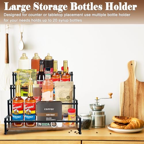 Klxuyuo 4-Tier Coffee Syrup Rack for 20 Bottles (750ml)–Sturdy Coffee Syrup Organizer Holder for Kitchen, Café, Office - size: Large 4 tier