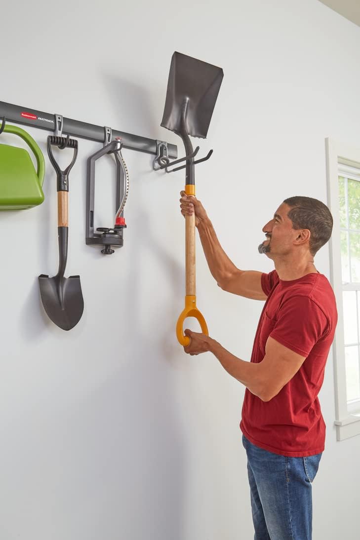 Rubbermaid FastTrack Garage Storage Utility Hooks 5 Piece Black All in One Rail Hook Kit and Tool Organizer Heavy Duty for Home/Garage/Shed/Garden