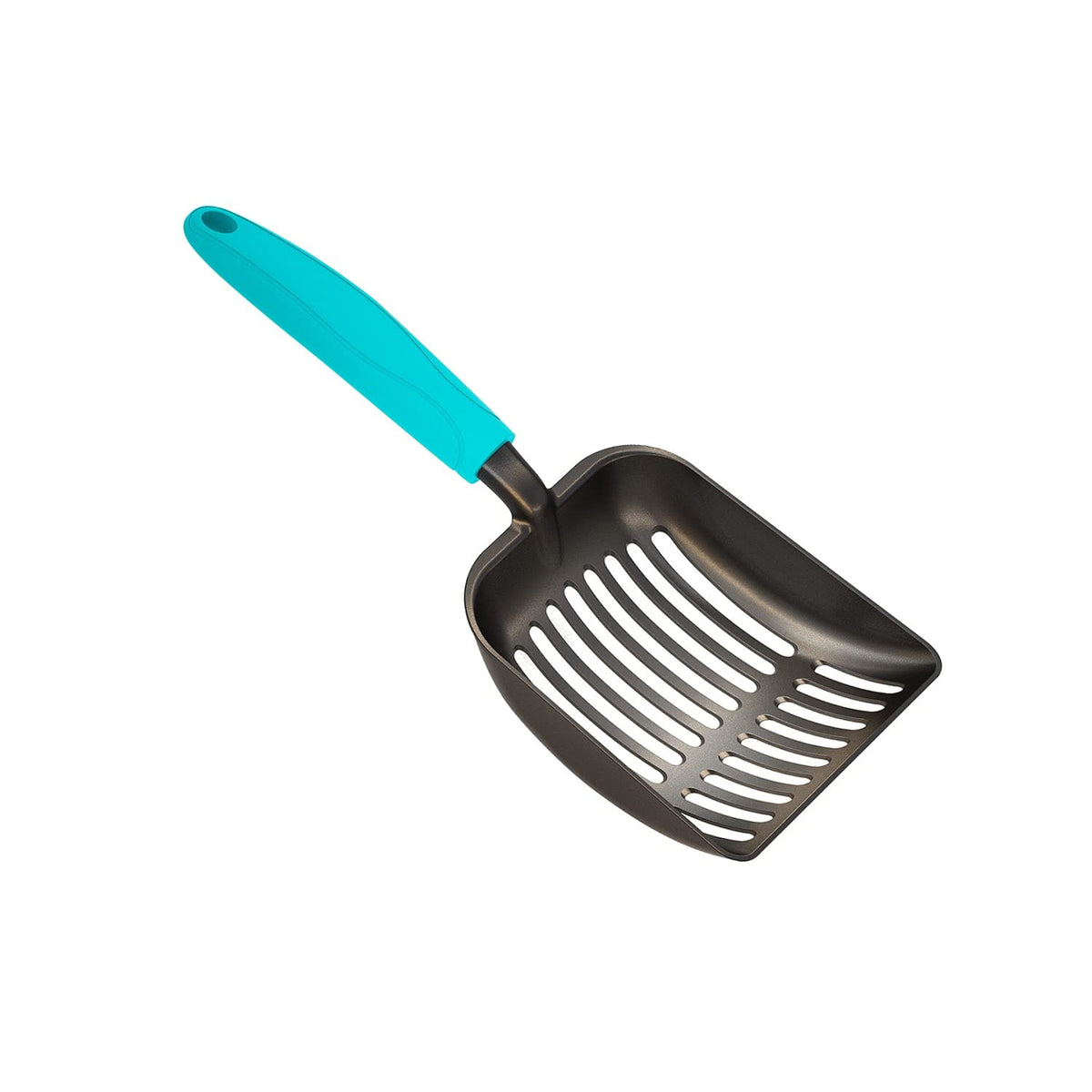 WePet Cat Litter Scoop, Non-Stick Plated Aluminum Alloy Sifter, Kitty Durable Metal Scooper, Deep Shovel, Long Handle, Kitten Pooper Lifter, Size Large, Coated Black Body with Pink Handle