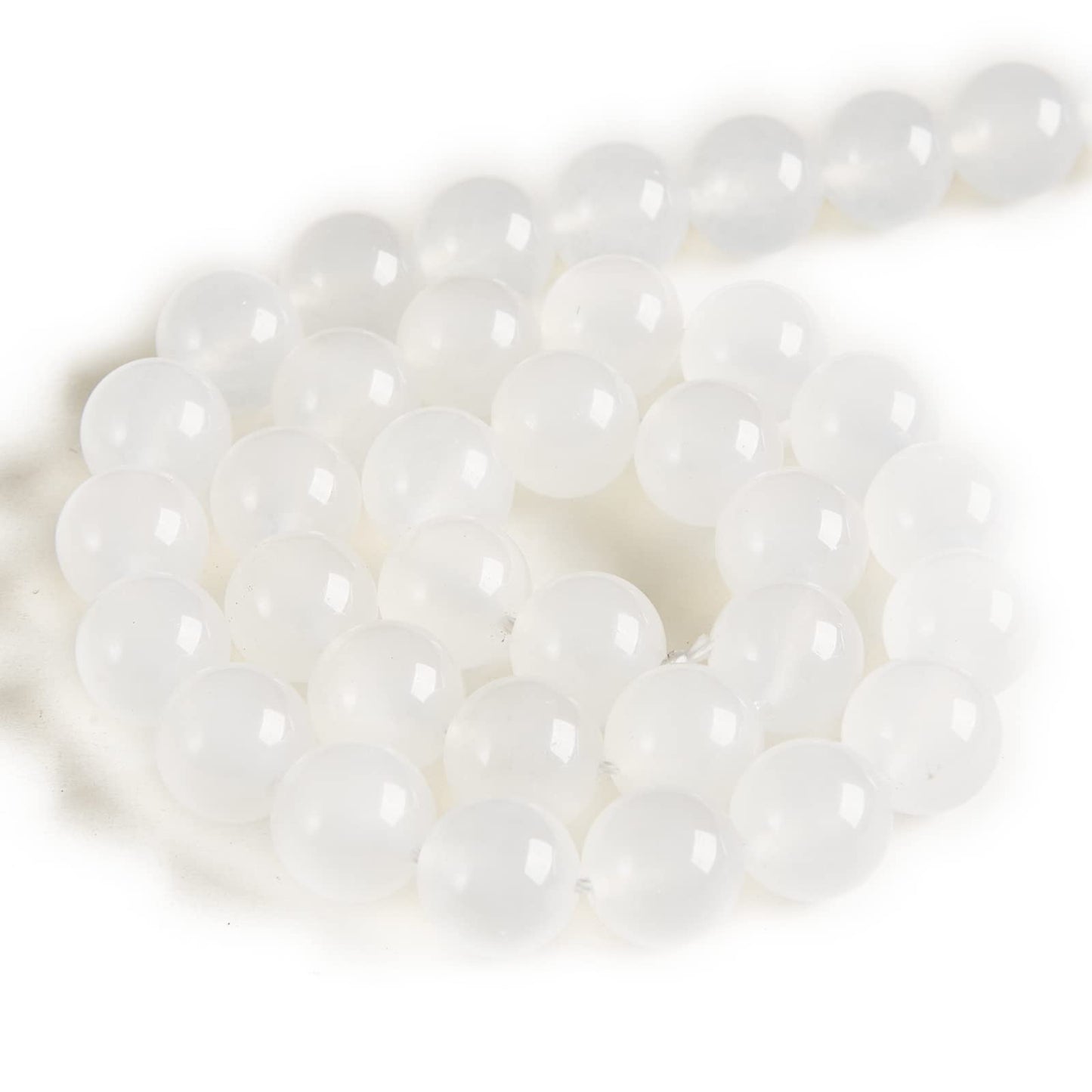 60pcs 6mm White Chalcedony Beads Natural Gemstone Beads Round Loose Beads for Jewelry Making