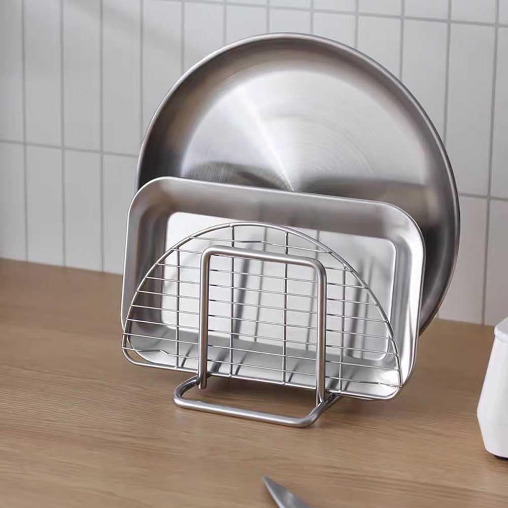 Teensery Cutting Board Holder Stainless Steel Wire Chopping Board Stand Cutting Board Storage Rack Organizer with 2 Slots for Kitchen Countertop, 1 Piece