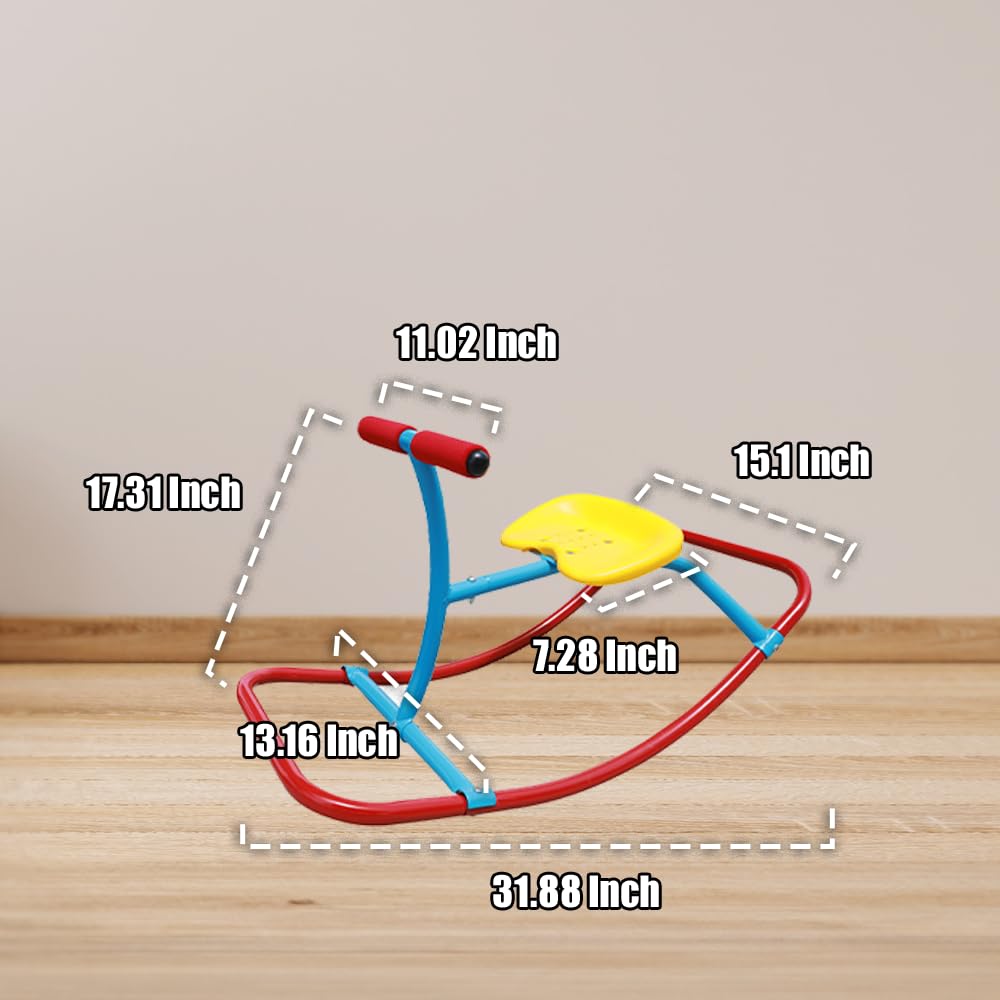 PLATPORTS Kids Indoor Single Rocking Seesaw, Safety-Stable Wide Base Rocker for Ages 3 4 5 6, Supports Balance, Coordination & Motor Skill Development
