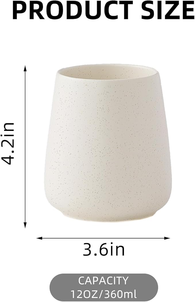 Beige Toothbrush Holder for Bathroom - 2Pcs Ceramic Tooth Brushing Holders Set, Toothbrush Cup & Toothpaste Organizer for Bathroom Countertop, Makeup Brush Holder, Pen Holder for Home Desktop Storage