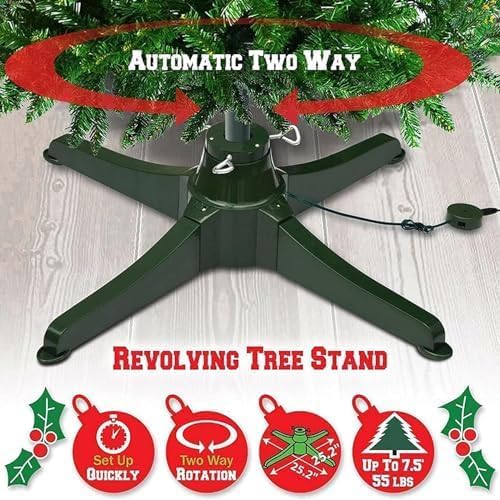 Heavy Duty 360° Rotating Christmas Tree Stand for Artificial Trees Up to 9.8ft (3m) - Sturdy Support, Easy Assembly & Storage for Holiday Decor (66cm)
