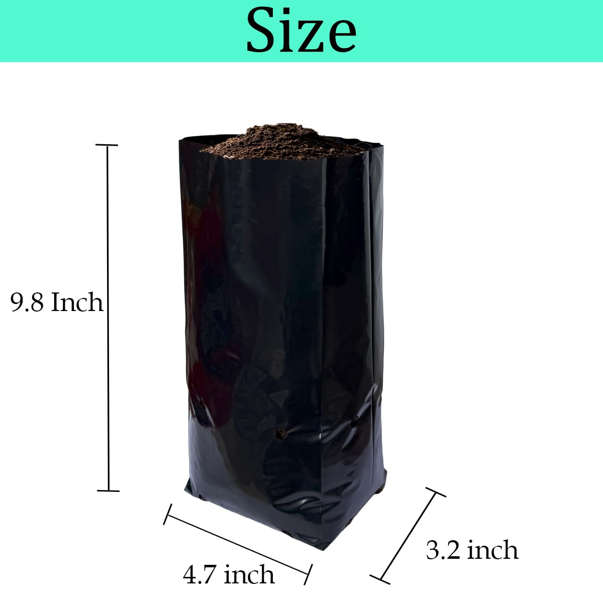 gardtree 100 Pcs Thicken Plastic Plant Nursery Bags 4.7" x 9.8", Grow Bags for Fruit Trees, PE Seedling Pots, Nursing Growing Pouch, Ideal for Flowers, Vegetables, Fruit, Plant Growing Containers
