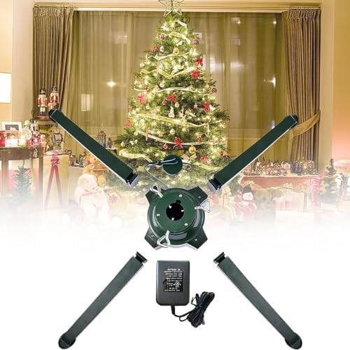 Heavy Duty 360° Rotating Christmas Tree Stand for Artificial Trees Up to 9.8ft (3m) - Sturdy Support, Easy Assembly & Storage for Holiday Decor (66cm)