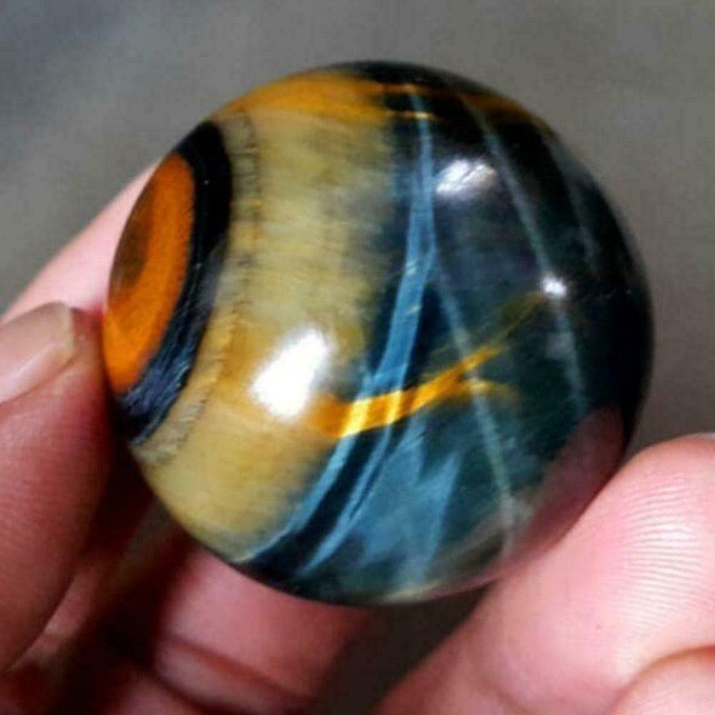 TEAMWILL 2pcs Natural Blue Tiger's Eye Jasper Quartz Sphere Crystal Ball Healing Rock Gifts