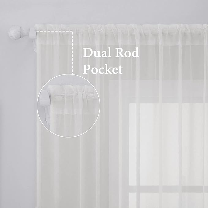 MIULEE 2 Panels Solid Color Sheer Window Curtains Elegant Window Voile Panels/Drapes/Treatment for Bedroom Living Room (54X72 Inches Ivory)