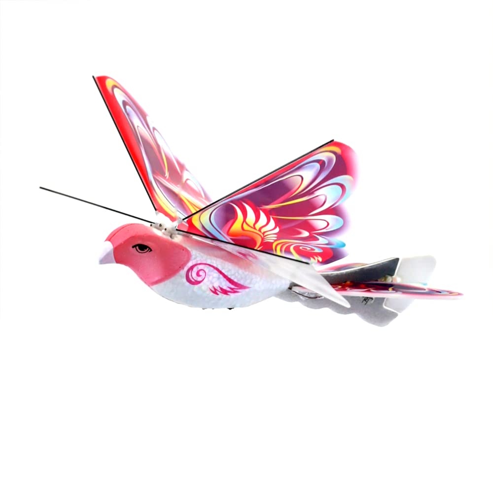 MUKIKIM eBird Pink Butterfly - Flying RC Bird Drone Toy for Kids. Indoor/Outdoor Remote Control Bionic Flapping Wings Bird Helicopter. USB Recharging. Creative Child Preferred Choice Award Winner