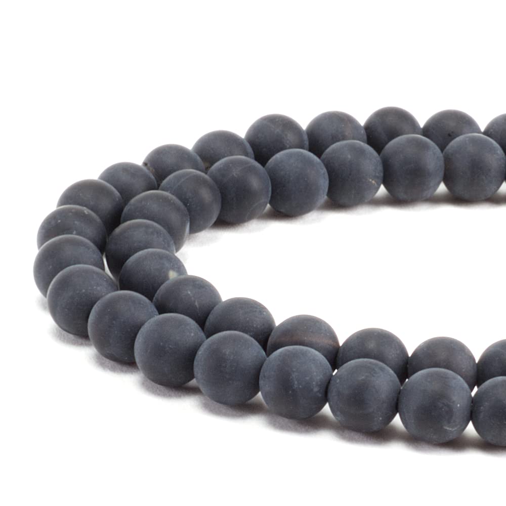 Cherry Tree Collection | 100PCS 6mm Matte Black Agate Gemstone Round Beads for Jewelry Making | Includes Storage Box, Elastic String, and Needles