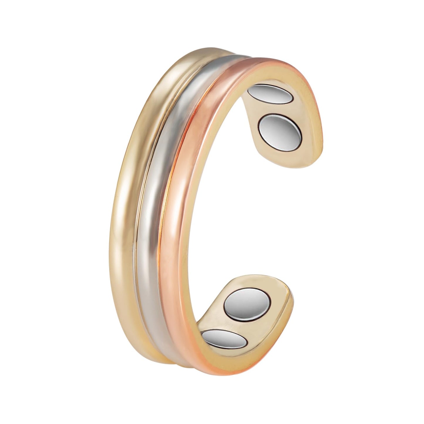 EnerMagiX Copper Ring for Women, 99% Pure Copper Adjustable Magnetic Rings, Jewelry（Tricolor Gold