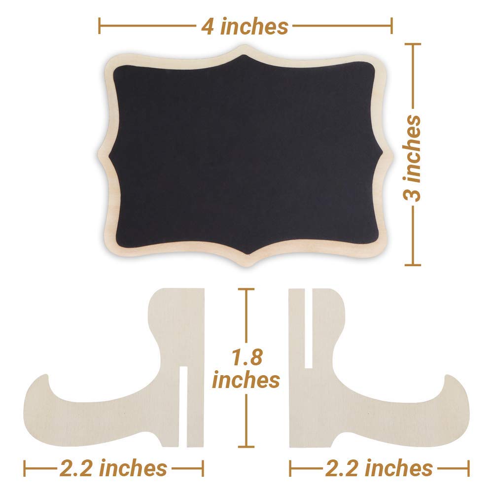 Mini Chalkboard Signs, 20 Pack Framed Small Chalk Board Food Labels with Easel Stand for Party Buffet or Wedding Celebration, Wooden Blackboard as Place Cards for Table Setting or Numbers