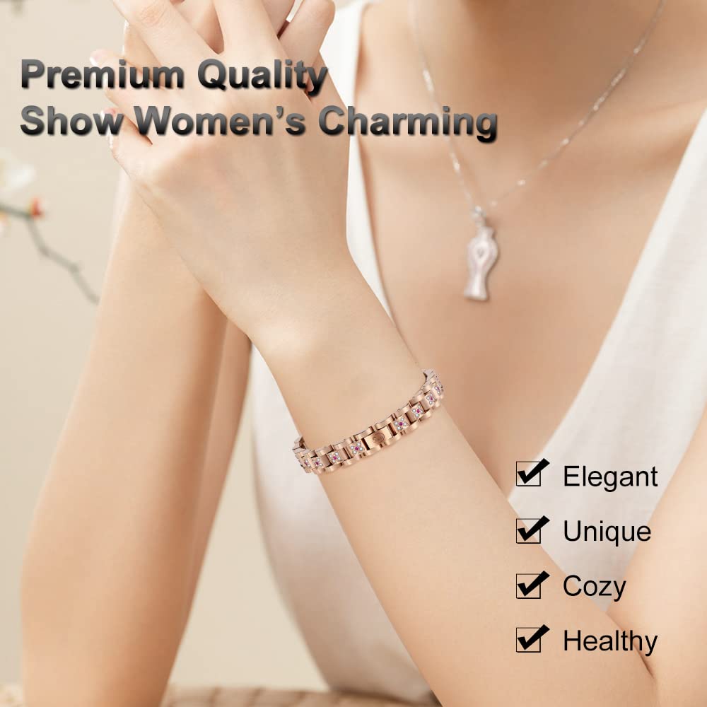 JEROOT Ultra Strength Magnetic Bracelet for Women | 3500-6000 Gauss Neodymium Magnets | Magnetic Therapy Jewelry with Adjustable Tool & Gift Packaging