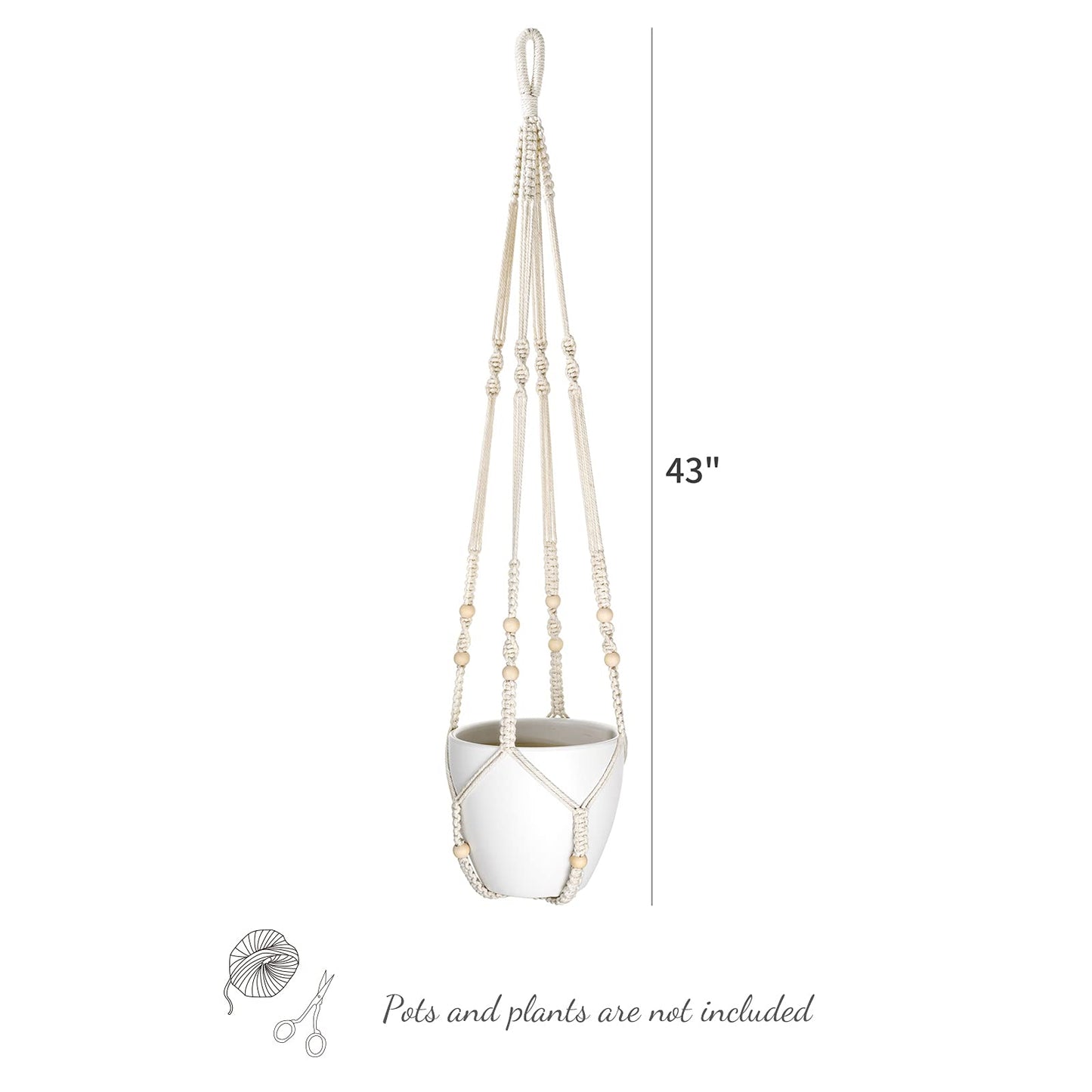 Mkono 1 Pack 43 Inch Macrame Plant Hanger and 1 Pack 70 Inches 3 Tier Macrame Plant Hanger Hanging Planter Basket
