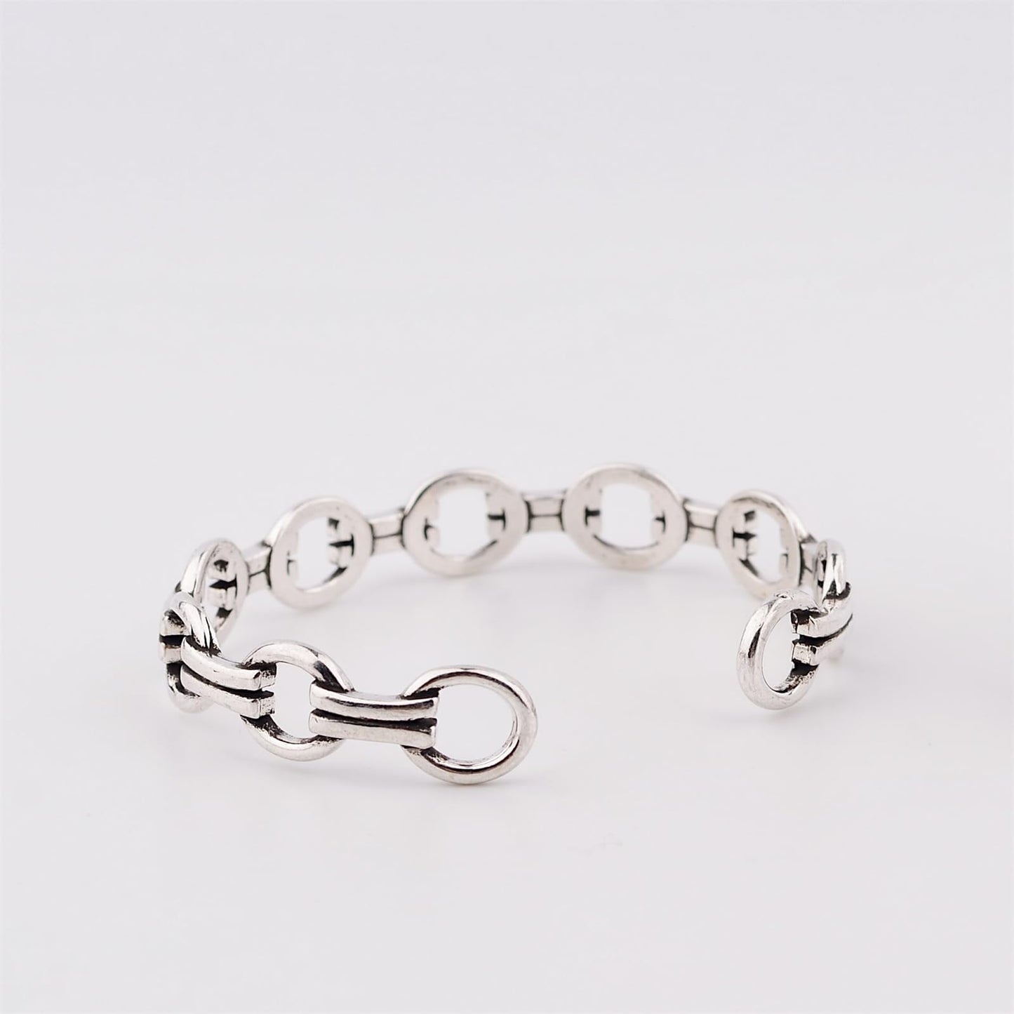Handmade 925 Sterling Silver Bangle Bracelets For Women Men Round Chain Link Bangle Bracelets Dual Layered Hollow Cuff Bangles Open Adjustable Bangle Bracelets For Women Simple Silver Bangles Gifts