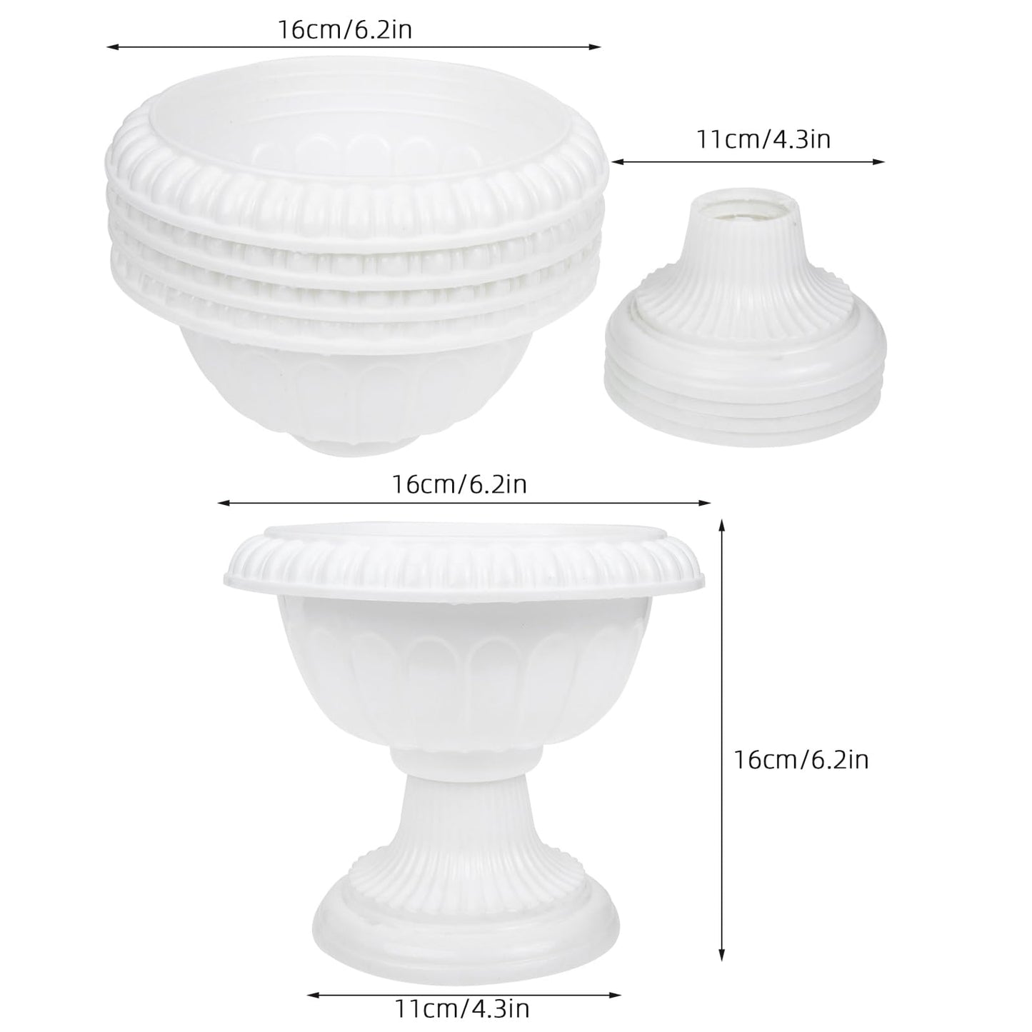 GANAZONO 12-Pack Mini Roman Style Flower Pots Decorative Plastic Plant Containers for Wedding Centerpieces Balcony Patio Garden
