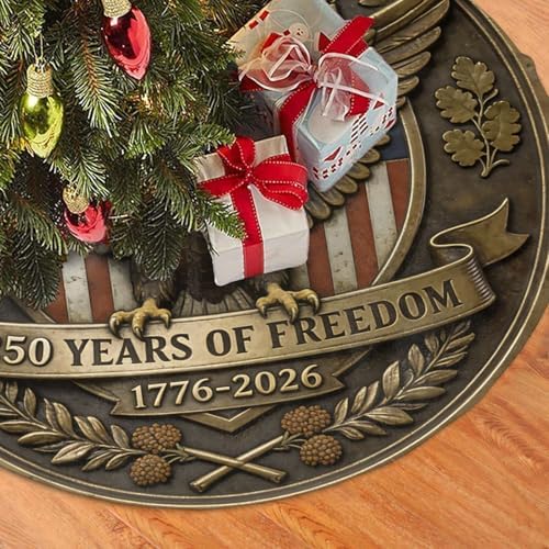 Vintage Eagle Christmas Tree Skirts 30", 250 Years of Freedom Xmas Tree Cloth Mats Trees Skirts for Decor Gift, Home Decoration