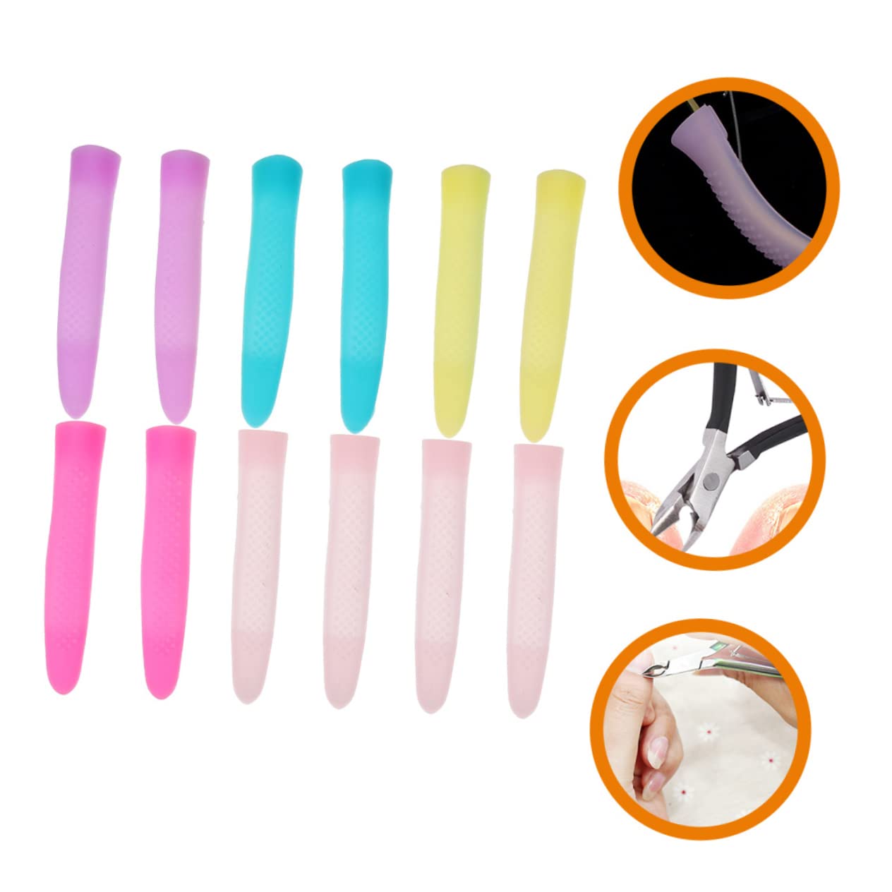 DOITOOL Silicone Anti-Slip Handle Covers for Cuticle Scissors Nail Trimmer Sleeves 6 Pairs Comfortable Grip Protective Nail Art Accessories for Manicure Tools