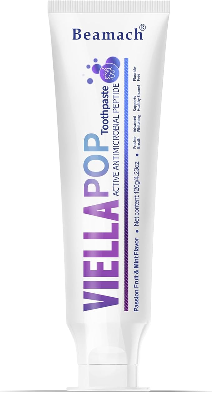 VIELLA POP Antimicrobial Peptide Whitening Toothpaste - Purple Toothpaste for Teeth Whitening | Color Correcting | Brightens Yellow | Enamel Protection | Passion Fruit & Mint Flavor(1pcs)