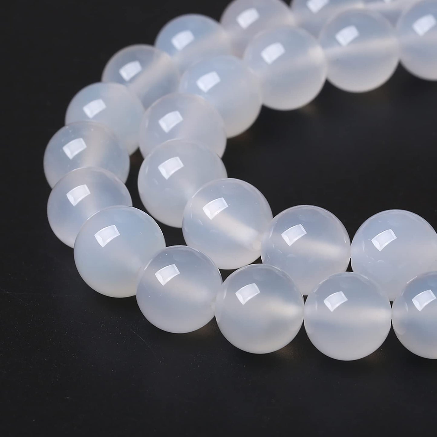 10mm 36pcs 7A Natural White Agate Stone Beads for Jewelry Making DIY Bracelet Necklace Accessories Crystal Energy Healing Power Stone Beads(White Agate, 10mm)