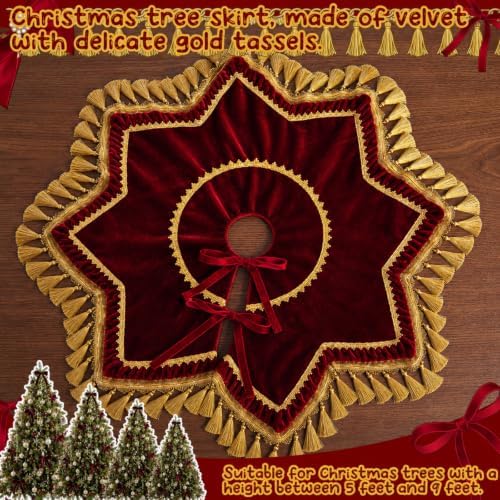Roowest 48 Inch Classic Christmas Tree Skirt Velvet, Octagon